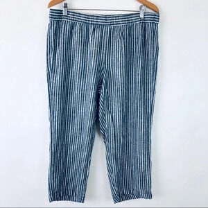 Old Navy Striped Linen Blend Pull On Cropped Pants